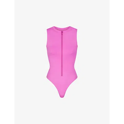 Skims Womens Neon Orchid Recycled Swim Sleeveless Swimsuit