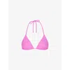 Skims Womens Neon Orchid Signature Swim Triangle Padded Stretch Recycled-nylon Bikini Top