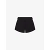 Skims Womens Onyx Drawstring Finished-hem Cotton-fleece Shorts In Onyx