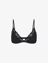 Skims Fits Everybody Lace-trimmed Stretch-jersey Triangle Bralette In Onyx