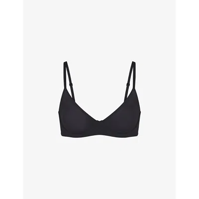 Skims Womens Onyx Fits Everybody Unlined Stretch-woven Bra