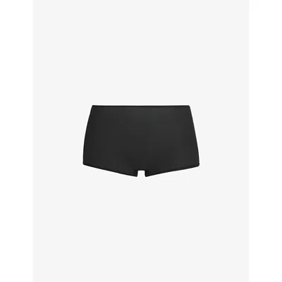 Skims Womens Onyx High-rise Stretch-cotton Boy Shorts