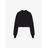 Skims Womens Onyx Loose-fit Cropped Cotton-blend Sweatshirt In Onyx