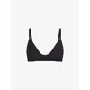 Skims Womens Onyx Wireless Form Logo-embossed Padded Stretch-cotton Bra