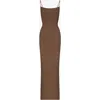 Skims Brown Soft Lounge Long Slip Maxi Dress In Oxide
