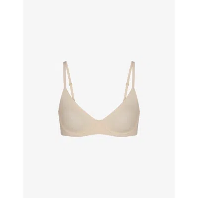 Skims Womens Sand Fits Everybody Unlined Stretch-woven Bra