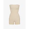 Skims Seamless Sculpt Strapless Shortie Bodysuit In Clay In Sand