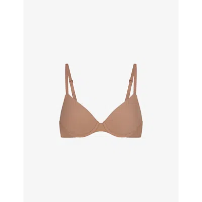 Skims Womens Sienna Fits Everybody Stretch-woven T-shirt Bra