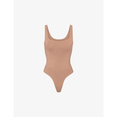 Skims Womens Sienna The Smoothing Seamless Stretch-woven Thong Body In Sienna