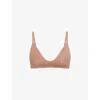 Skims Womens Sienna Wireless Form Logo-embossed Padded Stretch-cotton Bra