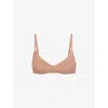 SKIMS SKIMS WOMEN'S SIEN WIRELESS FORM LOGO-EMBOSSED PLUNGE STRETCH-COTTON BRA