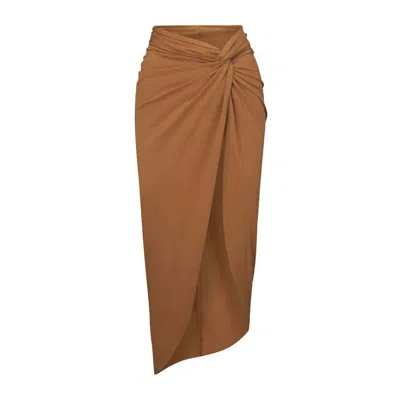 Pre-owned Skims Women's  Swim Sarong Skirt In Almond
