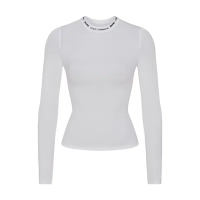 Pre-owned Skims Women's  X Dolce&gabbana Cotton Jersey Long Sleeve T-shirt In Snow