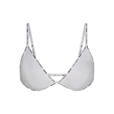 Pre-owned Skims Women's  X Dolce&gabbana Cotton Jersey Triangle Bralette In Snow In White