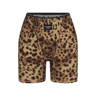 Pre-owned Skims Women's  X Dolce&gabbana Cotton Rib Boxer In Leopard