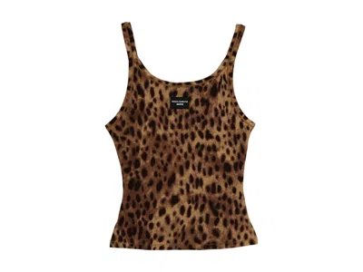 Pre-owned Skims Women's  X Dolce&gabbana Cotton Rib Scoop Tank In Leopard