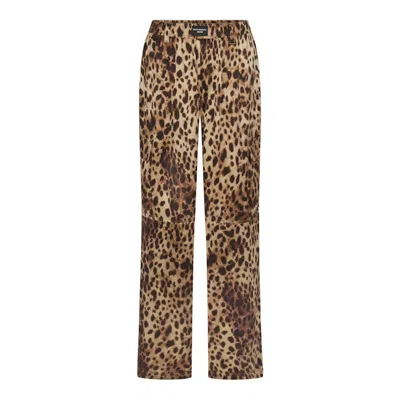 Pre-owned Skims Women's  X Dolce&gabbana Silk Cargo Pant In Leopard