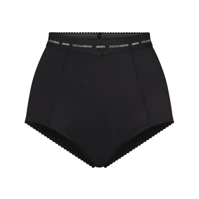 Pre-owned Skims Women's  X Dolce&gabbana Stretch Satin Highwaisted Brief In Onyx