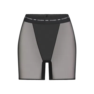 Pre-owned Skims Women's  X Dolce&gabbana Ultra Fine Mesh Boxer In Onyx
