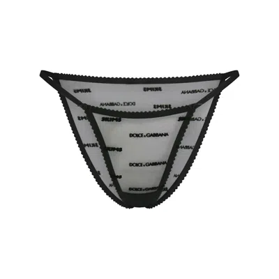 Pre-owned Skims Women's  X Dolce&gabbana Ultra Fine Mesh Logo Bikini In Onyx