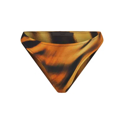 Pre-owned Skims Women's  X Roberto Cavalli Dipped Bikini Bottom In Tiger Face Print In Animal Print