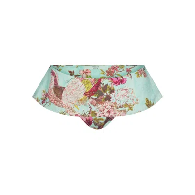 Pre-owned Skims Women's  X Roberto Cavalli Micro Skirt Bikini Bottom In Fagianella Print In Animal Print