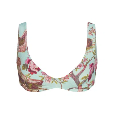 Pre-owned Skims Women's  X Roberto Cavalli Plunge Bikini Top In Fagianella Print In Animal Print