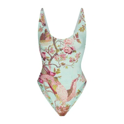 Pre-owned Skims Women's  X Roberto Cavalli Scoop Neck One Piece In Fagianella Print In Animal Print