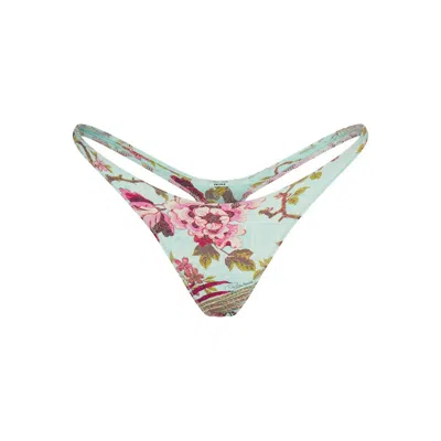 Pre-owned Skims Women's  X Roberto Cavalli Thong Bikini Bottom In Fagianella Print In Animal Print