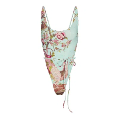 Pre-owned Skims Women's  X Roberto Cavalli Tie Waist One Piece In Fagianella Print In Animal Print