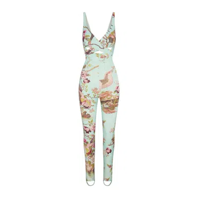 Pre-owned Skims Women's  X Roberto Cavalli Wrap Catsuit In Fagianella Print In Animal Print