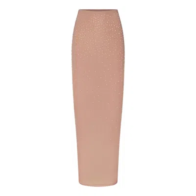 Pre-owned Skims Women's  X Swarovski Jelly Sheer Tube Skirt In Sienna