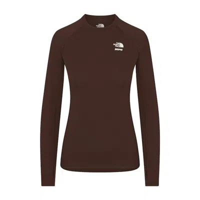 Pre-owned Skims Women's  X Tnf Dotknit Long Sleeve Top In Cocoa