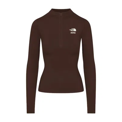 Pre-owned Skims Women's  X Tnf Refina Long Sleeve Top In Cocoa