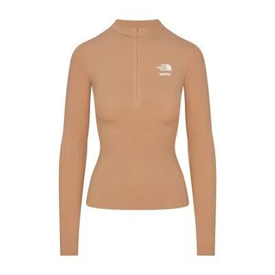 Pre-owned Skims Women's  X Tnf Refina Long Sleeve Top In Ochre