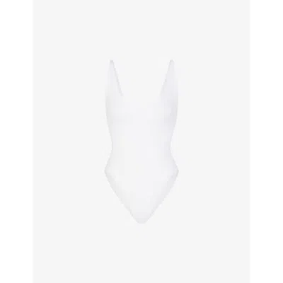 Skims Womens Snow Signature Swim Scoop-neck Stretch Recycled-nylon Swimsuit