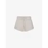 Skims Womens Stone Drawstring Finished-hem Cotton-fleece Shorts