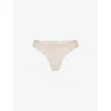 Skims Womens Stone Lace-trim Low-rise Stretch-woven Thong