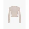 Skims Womens Stone New Vintage Cropped Stretch-cotton T-shirt