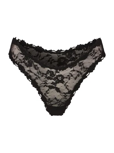 Skims Women's Stretch Lace Dipped Thong In Black
