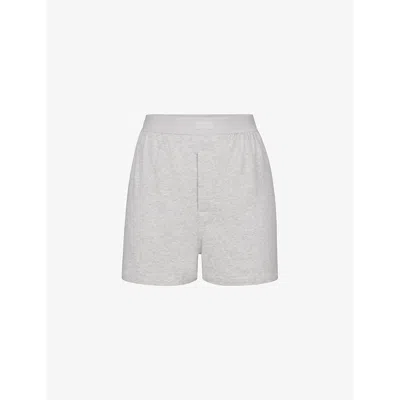 Skims Womens Light Heather Grey Boyfriend High-rise Stretch-jersey Pyjama Bottoms