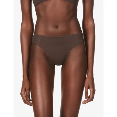 Skims Womens Cocoa Fits Everybody Mid-rise Stretch-jersey Briefs