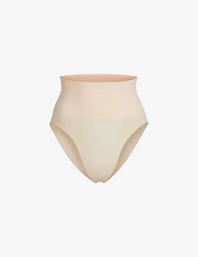 Skims Womens Sand Core Control High-rise Stretch-woven Briefs In Nude (lingerie)