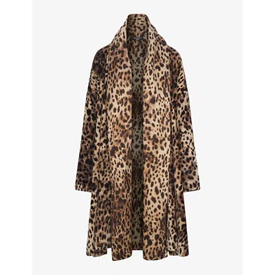 Skims Silk Cape Robe In Leopard