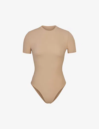 Skims Womens Clay Fits Everybody High-neck Stretch-woven Body
