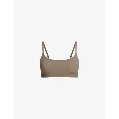 Skims Womens Fits Everybody Scoop-neck Jersey Bralette Truffle Xxs In Brown