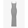 Skims Gray Soft Lounge Long Slip Maxi Dress In Heather Grey