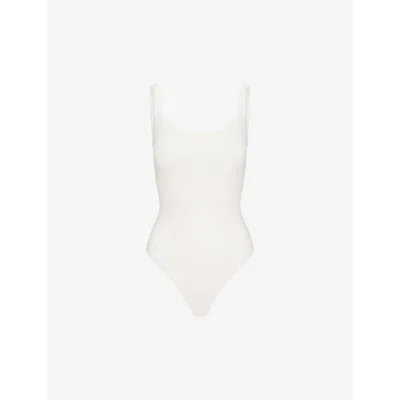Skims Womens Marble Cotton Jersey Scoop-neck Stretch-cotton Body