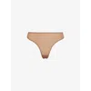 Skims Womens Ochre Fits Everybody Mid-rise Stretch-woven Thong Xxxl