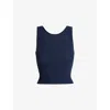 Skims Womens  Ribbed Scoop-neck Cotton-jersey Tank Top In Blue